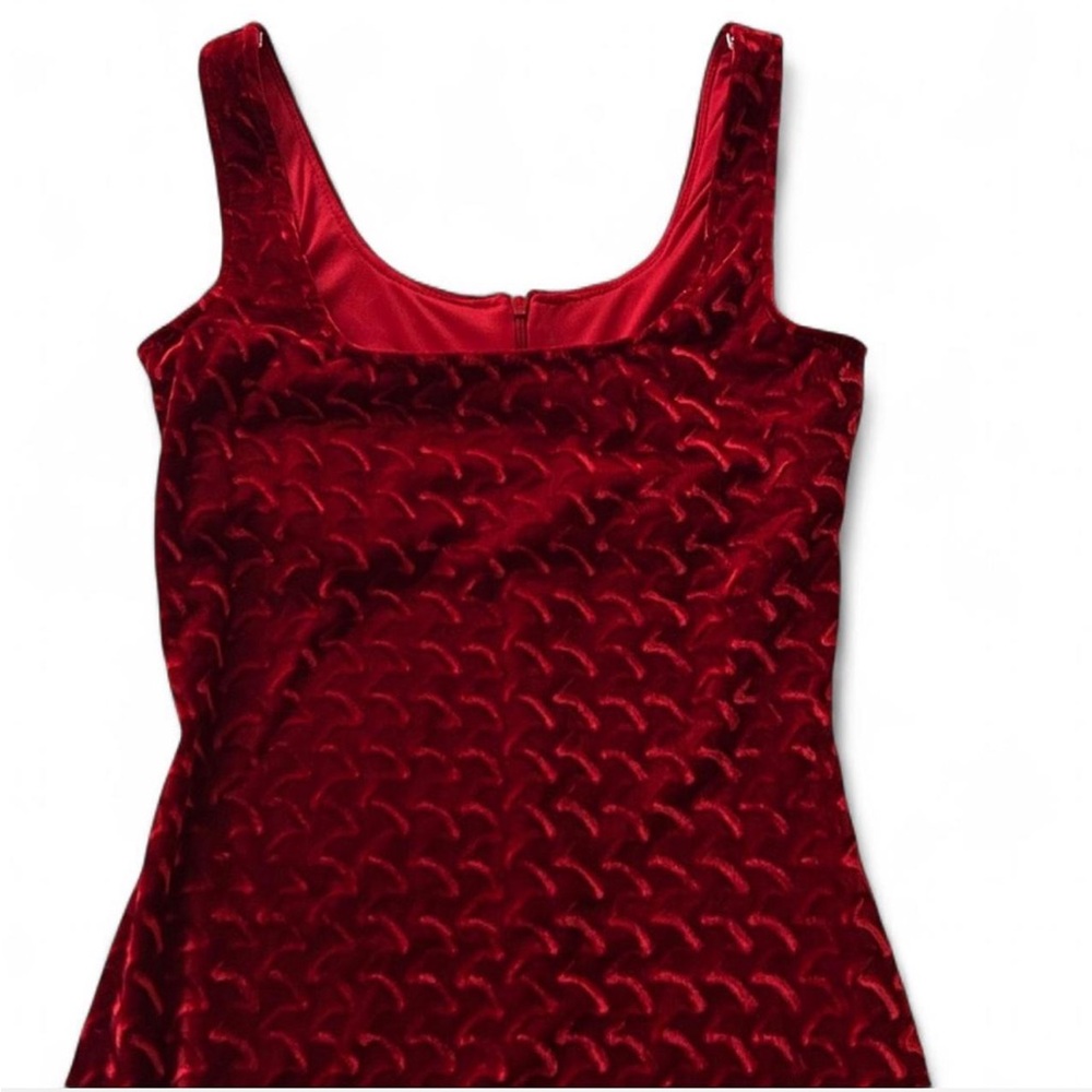 Vintage 80s/90s Algo Red Velvet Dress - Picture 4 of 16